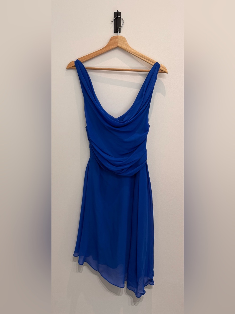 Rush Couture Claudette Floyd Blue Draped Asymmetric Cocktail Dress XS